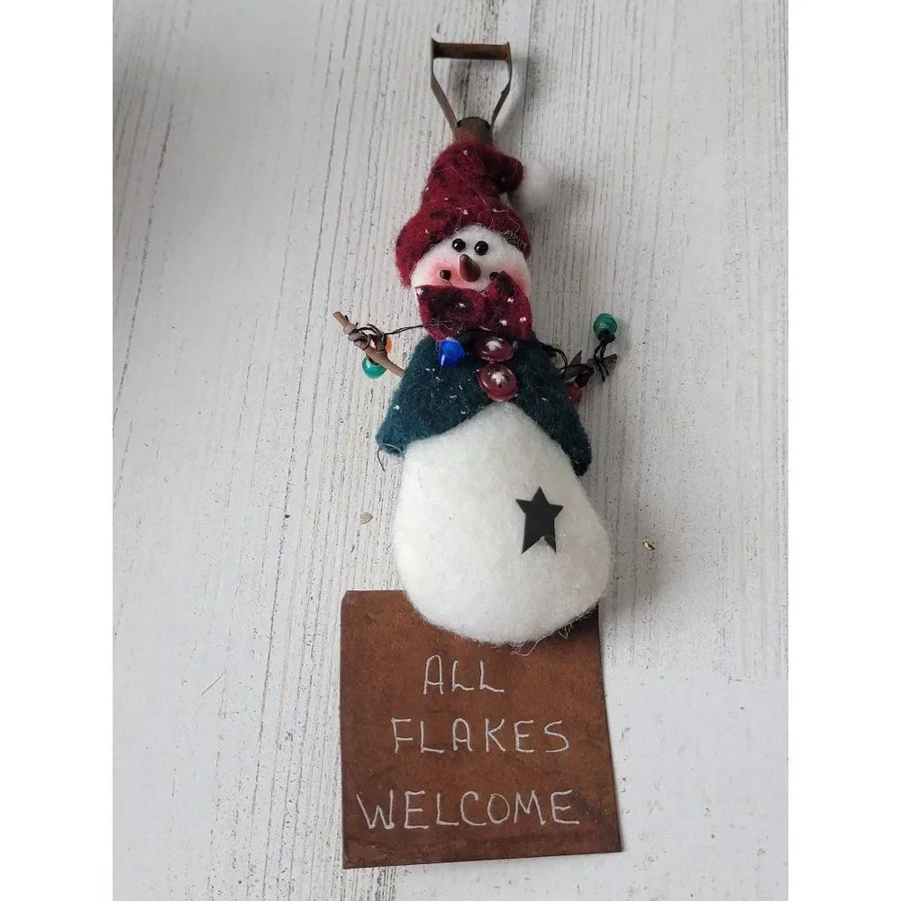 All flakes‎ welcome snowman shovel ornament Xmas decor